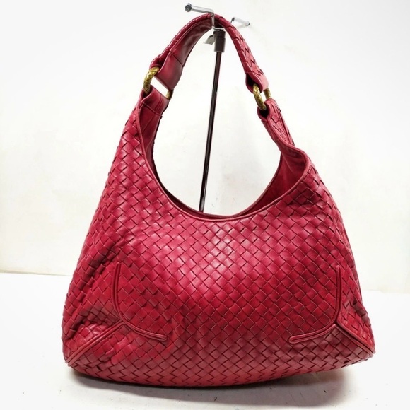 Bottega Veneta Handbags - Bottega Veneta Red Intrecciato Hobo Bag. Lipstick red